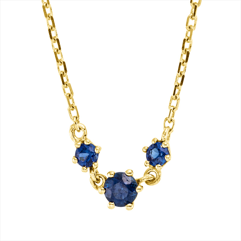 Collier 18 kt GG, mit ZÖ 40+42 cm, 1 Saphir 0,06 ct blau, 2 Saphire 0,05 ct blau