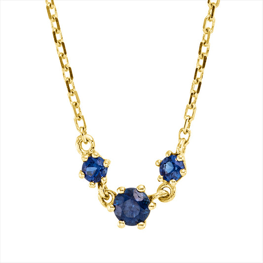 Collier 18 kt GG, mit ZÖ 40+42 cm, 1 Saphir 0,06 ct blau, 2 Saphire 0,05 ct blau