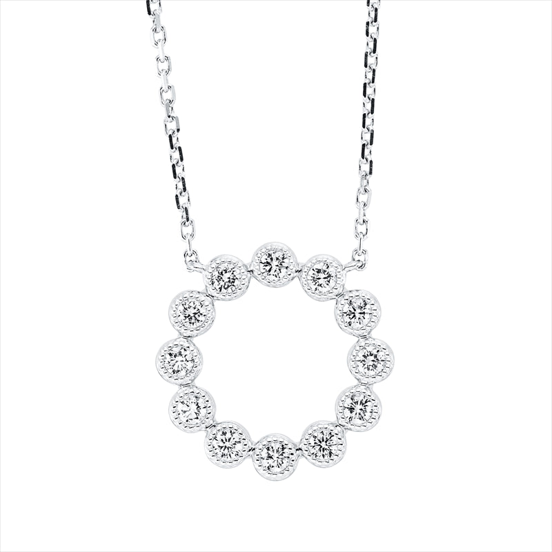 Collier 18 kt WG, mit ZÖ 40 cm + 43 cm, 12 Brill. 0,48 ct, TW-si