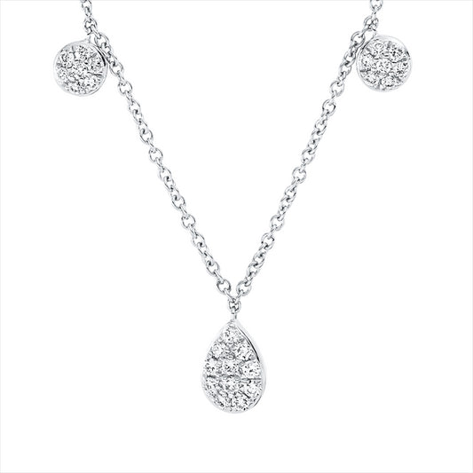 Collier 18 kt WG, mit ZÖ 42 cm, 11 Brill. 0,12 ct, TW-si, 28 Brill. 0,21 ct, TW-si