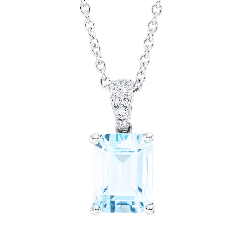 Collier 18 kt WG, mit ZÖ 42 cm, 4 Brill. 0,02 ct, TW-si, 4 Brill. 0,01 ct, TW-si, 1 Topas 2,03 ct sky blue