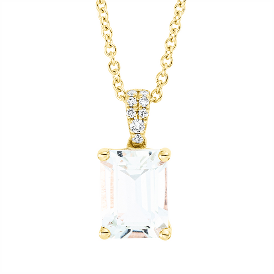 Collier 18 kt GG, 8 Brill. 0,03 ct, TW-si, 1 Amethyst 1,40 ct grün
