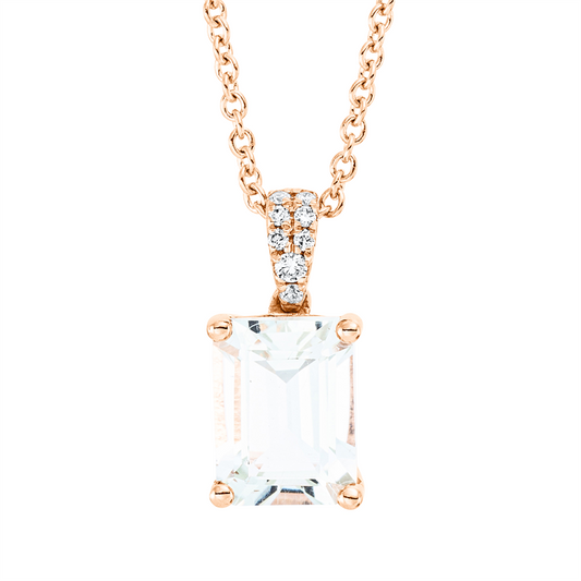 Collier 18 kt RG, mit ZÖ 42 cm, 4 Brill. 0,01 ct, TW-si, 4 Brill. 0,02 ct, TW-si, 1 Amethyst 1,54 ct grün