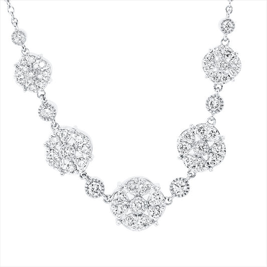 Collier 18 kt WG, mit ZÖ 42 cm, 20 Brill. 0,38 ct, TW-si, 13 Brill. 0,39 ct, TW-si, 18 Brill. 0,18 ct, TW-si