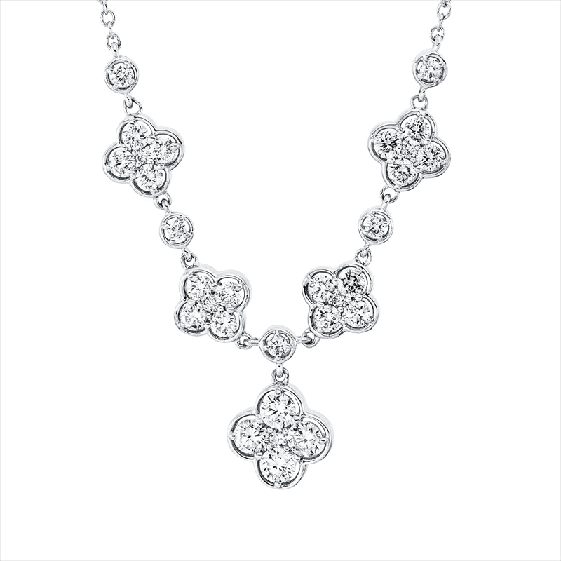 Collier 18 kt WG, 6 Brill. 0,09 ct, TW-si, 16 Brill. 0,54 ct, TW-si, 4 Brill. 0,32 ct, TW-si, 4 Brill. 0,03 ct, TW-si