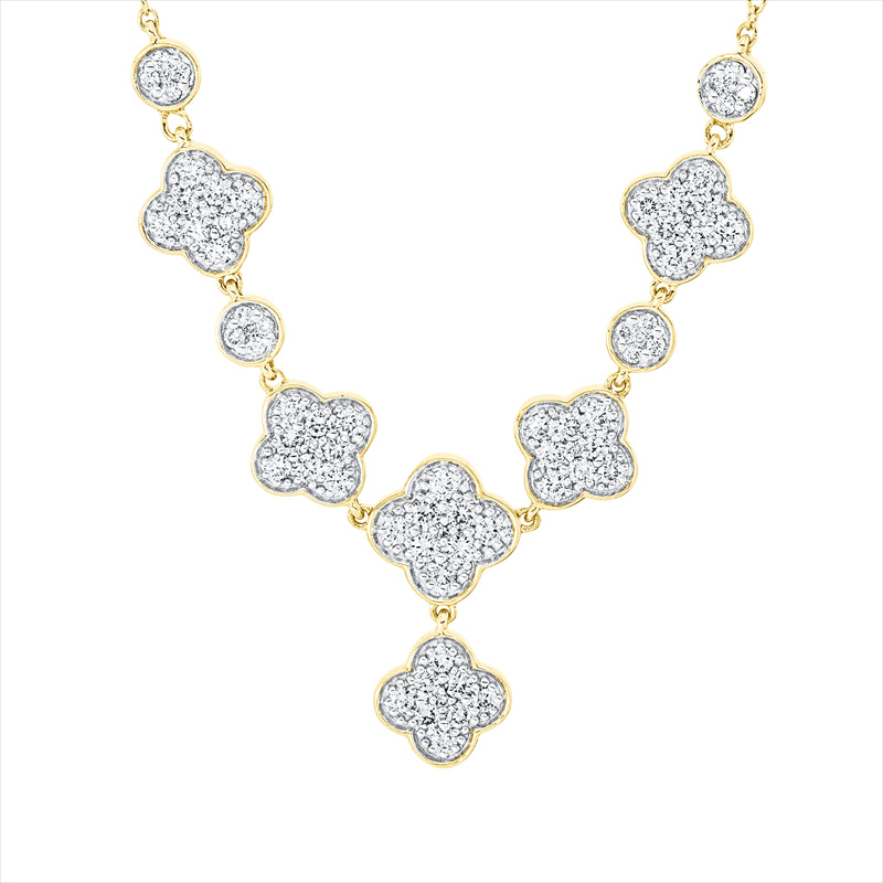 Collier 18 kt GG, Fassung rhodiniert, 48 Brill. 0,61 ct, TW-si, 26 Brill. 0,13 ct, TW-si