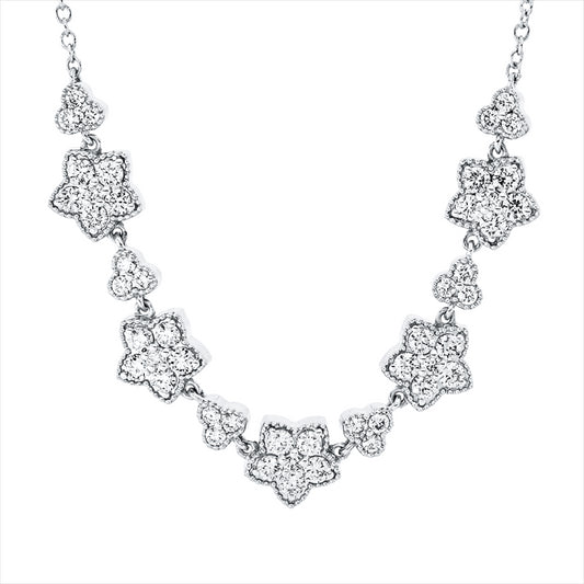 Collier 18 kt WG, mit ZÖ 42 cm, 25 Brill. 0,65 ct, TW-si, 23 Brill. 0,26 ct, TW-si