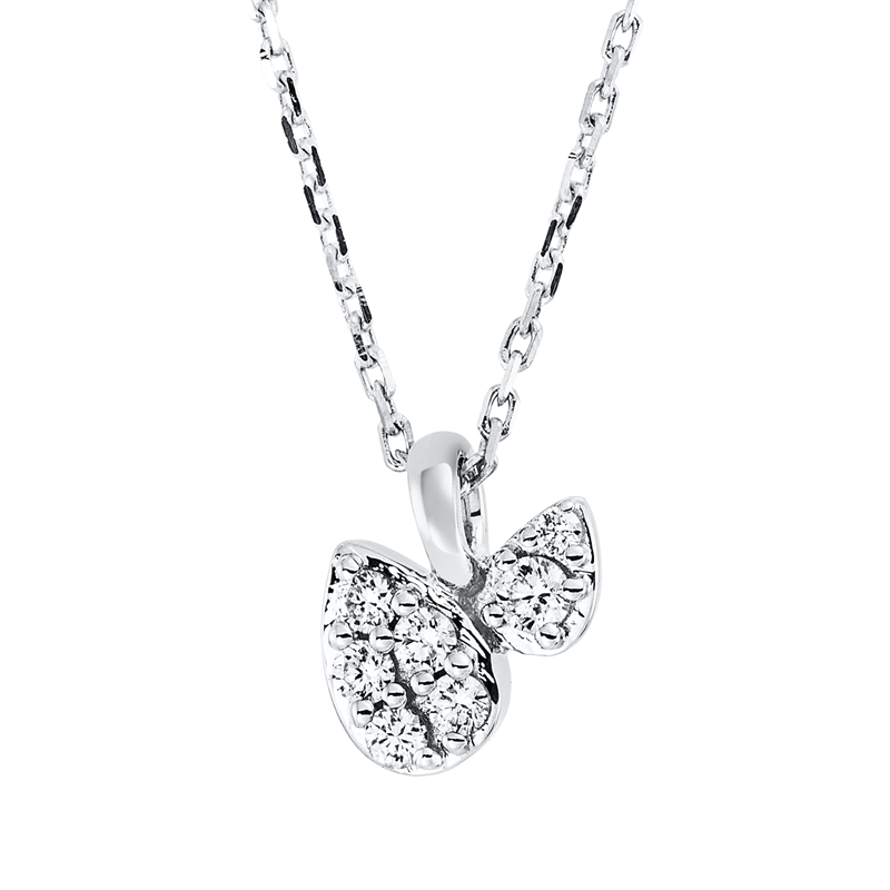Collier 18 kt WG, mit ZÖ 42 cm, 1 Brill. 0,01 ct, TW-si, 1 Brill. 0,02 ct, TW-si, 5 Brill. 0,07 ct, TW-si