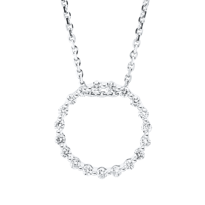 Collier 18 kt WG, mit ZÖ 42 cm, 19 Brill. 0,21 ct, TW-si