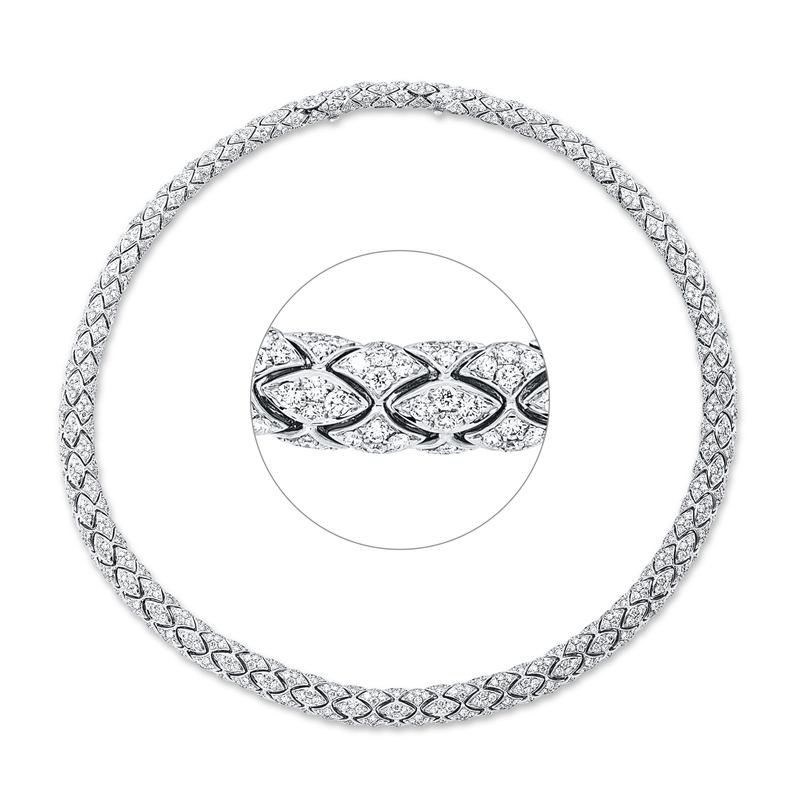 Collier 18 kt WG, extension ZÖ 40,5 cm, 980 Brill. 13,20 ct, TW-vsi