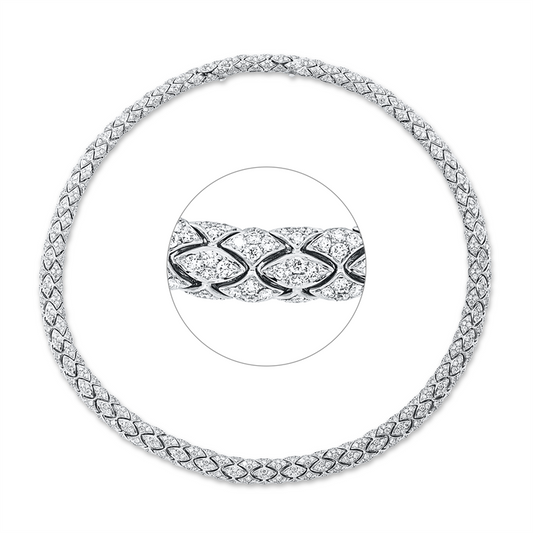 Collier 18 kt WG, extension ZÖ 40,5 cm, 980 Brill. 13,20 ct, TW-vsi