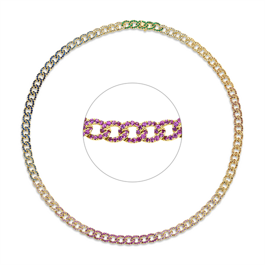 Collier 18 kt GG, 900 Saphire 10,94 ct multicolor