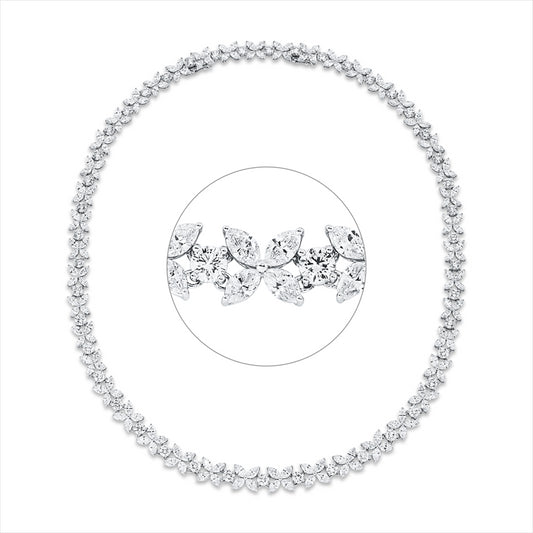 Collier 18 kt WG, 128 Nav. 13,98 ct, TW-si, 48 Nav. 7,12 ct, TW-si, 44 Brill. 9,89 ct, TW-si