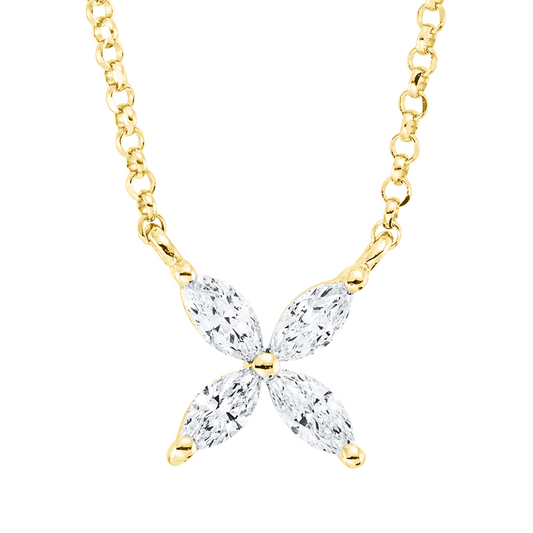 Collier 18 kt GG, mit ZÖ 40,5 cm + 38,0 cm, 4 Nav. 0,19 ct, TW-si