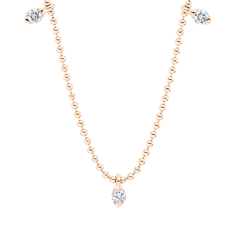 Collier 18 kt RG, 3 Brill. 0,09 ct, TLB-si