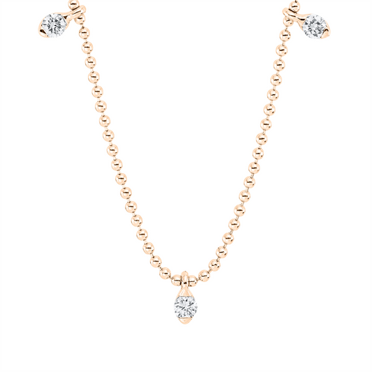 Collier 18 kt RG, 3 Brill. 0,09 ct, TLB-si
