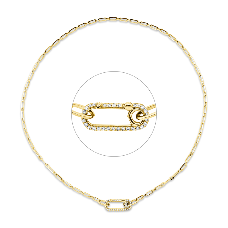 Collier 14 kt GG, 50 Brill. 0,36 ct, TW-si, 25 Brill. 0,20 ct, TW-si, 16 Brill. 0,08 ct, TW-si