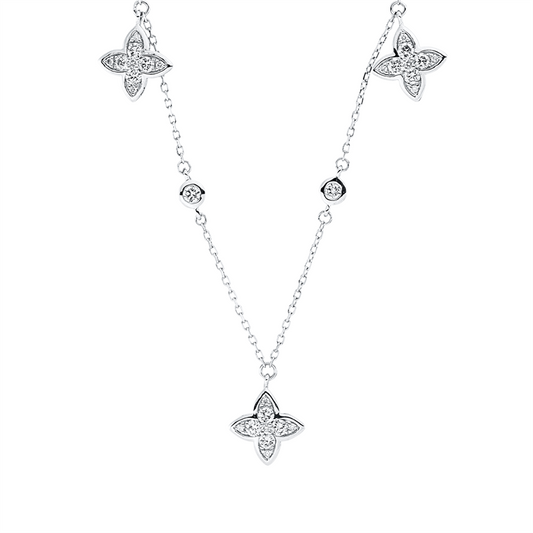Collier 18 kt WG, mit ZÖ 40 cm, 31 Brill. 0,57 ct, TW-si