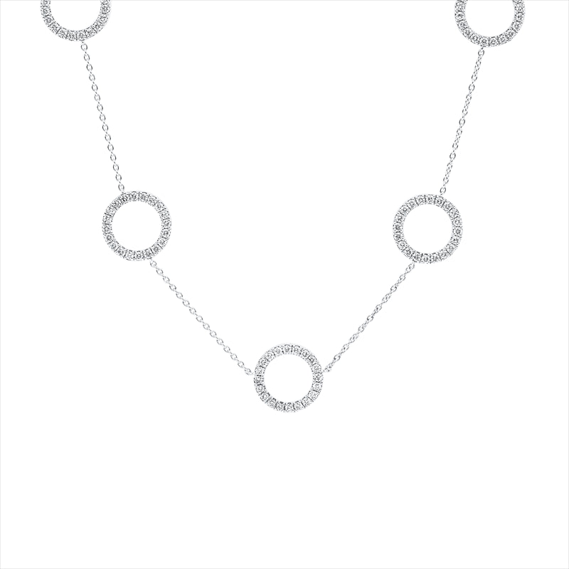 Collier 14 kt WG, mit ZÖ 40 cm + 43 cm, 100 Brill. 1,13 ct, TW-pi