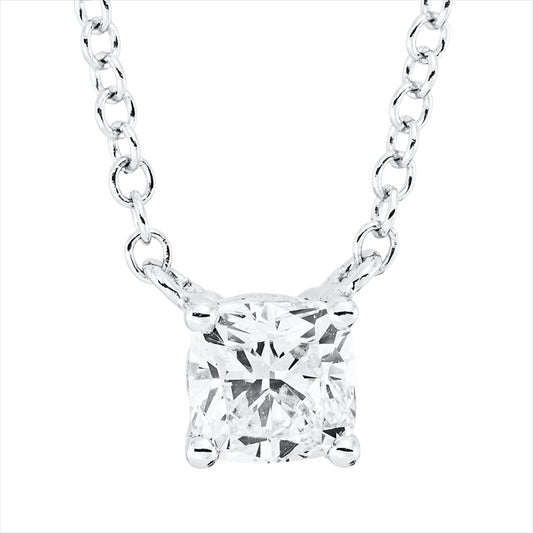 Collier 18 kt WG, 1 Cushion 0,50 ct, F-vsi