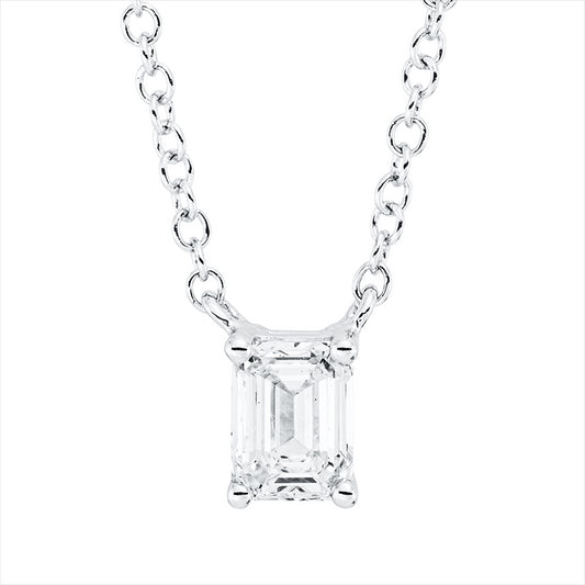 Collier 18 kt WG, 1 Sm.schliff 0,50 ct, F-vsi