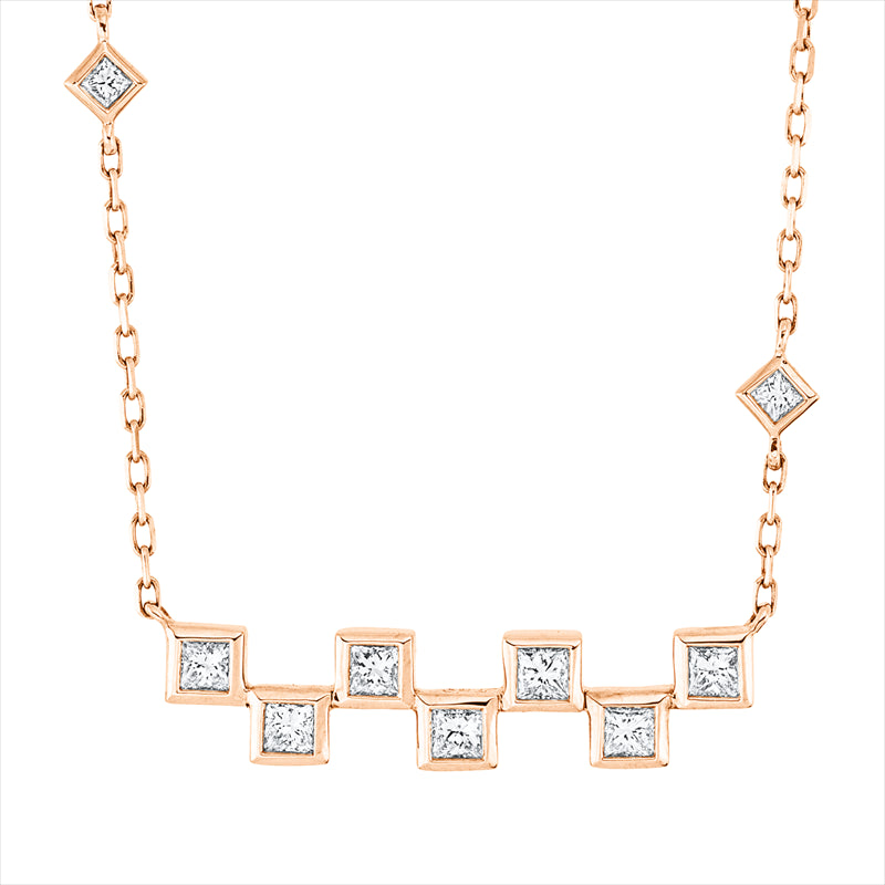 Collier 18 kt RG, 9 Princ. 0,37 ct, F-vsi