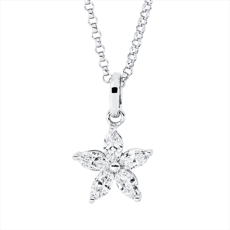 Collier 18 kt WG, mit Öse, 5 Nav. 0,30 ct, F-vsi