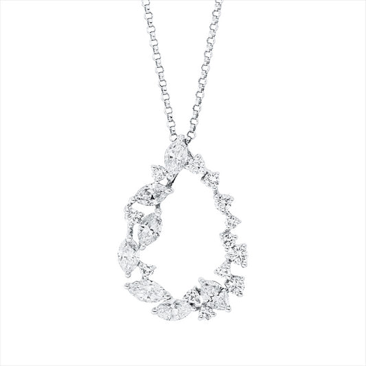 Collier 18 kt WG, mit Öse, 7 Nav. 0,97 ct, F-vsi, 13 Brill. 0,34 ct, F-vsi