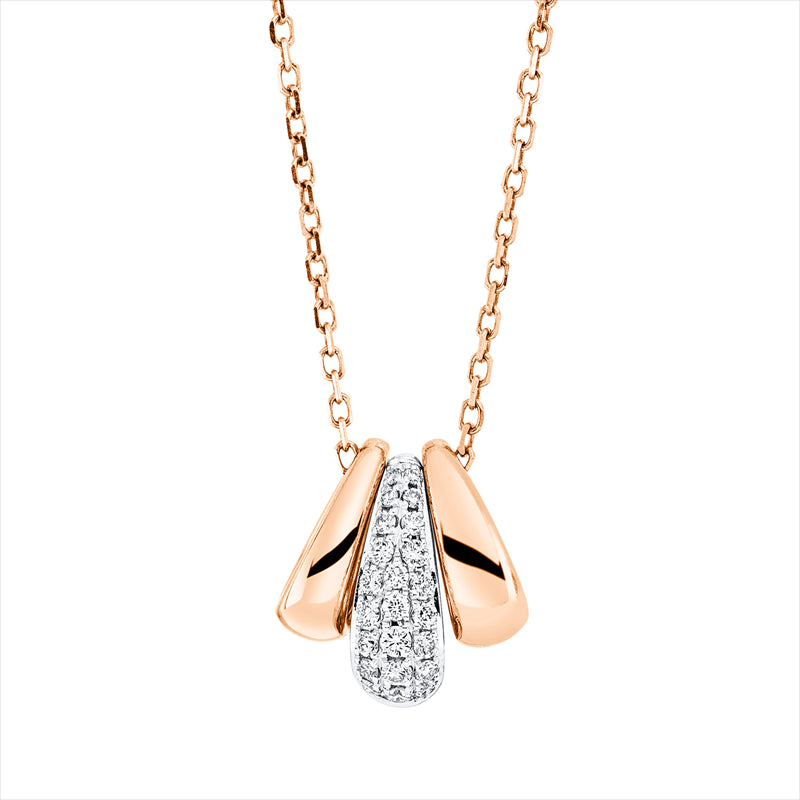 Collier 18 kt RG+WG, mit ZÖ 40 cm + 43 cm, 23 Brill. 0,20 ct, I-si