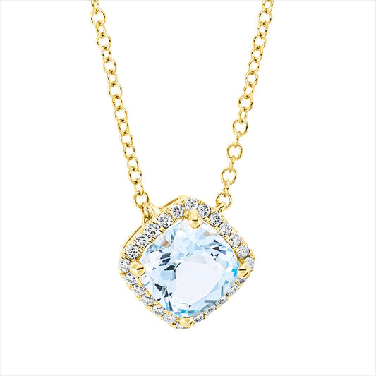 Collier 18 kt GG, mit ZÖ 40 cm, 24 Brill. 0,10 ct, TW-si, 1 Topas 1,40 ct sky blue