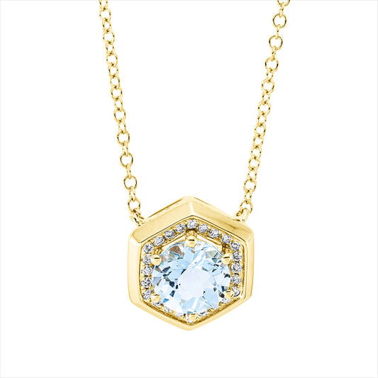 Collier 18 kt GG, mit ZÖ 40 cm, 24 Brill. 0,08 ct, TW-si, 1 Topas 1,10 ct sky blue