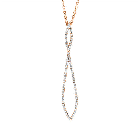 Collier 18 kt RG, mit ZÖ 40 cm, 77 Brill. 0,52 ct, E-vsi