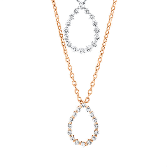 Collier 18 kt RG+WG, mit ZÖ 40 cm, 32 Brill. 0,31 ct, E-vsi