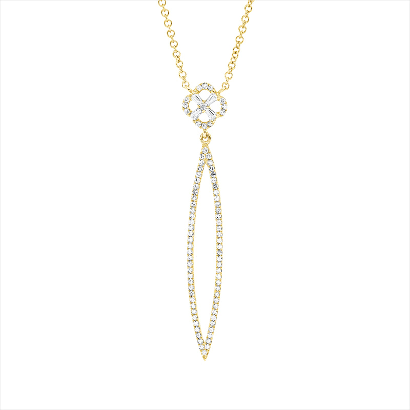 Collier 18 kt GG, mit ZÖ 40.5 cm + 43.2 cm, 4 Trap. 0,05 ct, TW-si, 80 Dia. 0,19 ct, W-si