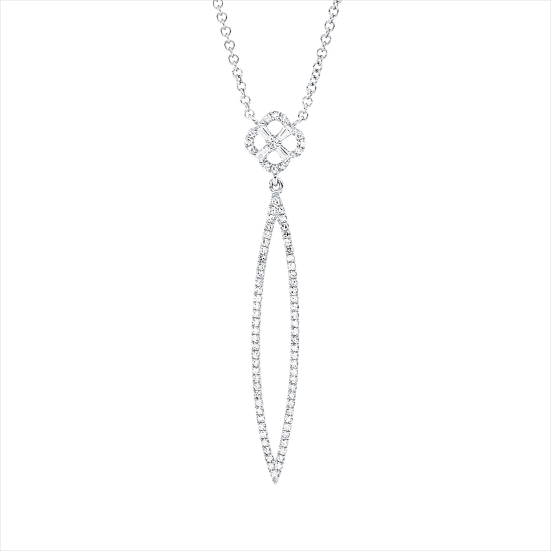 Collier 18 kt WG, mit ZÖ 40.5 cm + 43.2 cm, 4 Trap. 0,05 ct, TW-si, 80 Dia. 0,19 ct, W-si