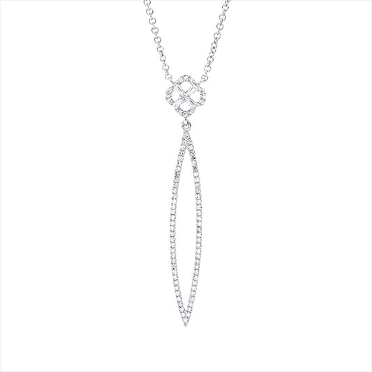 Collier 18 kt WG, mit ZÖ 40.5 cm + 43.2 cm, 4 Trap. 0,05 ct, TW-si, 80 Dia. 0,19 ct, W-si