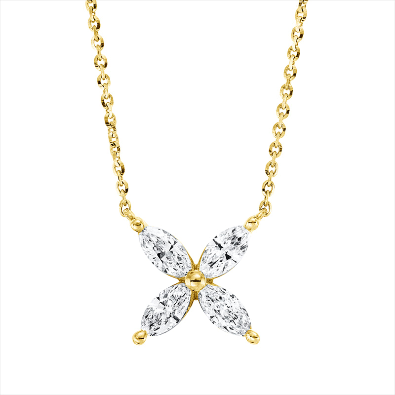 Collier 18 kt GG, mit ZÖ 38 cm + 40,6 cm, 4 Nav. 0,35 ct, TW-si