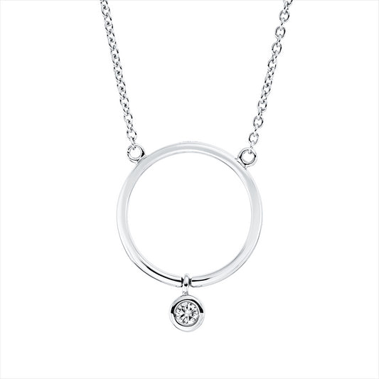 Collier 18 kt WG, mit ZÖ 42 cm, 1 Brill. 0,03 ct, TW-si