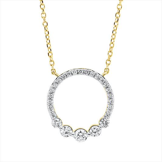 Collier 18 kt GG, Fassung rhodiniert, 5 Brill. 0,21 ct, TW-si, 21 Brill. 0,09 ct, TW-si