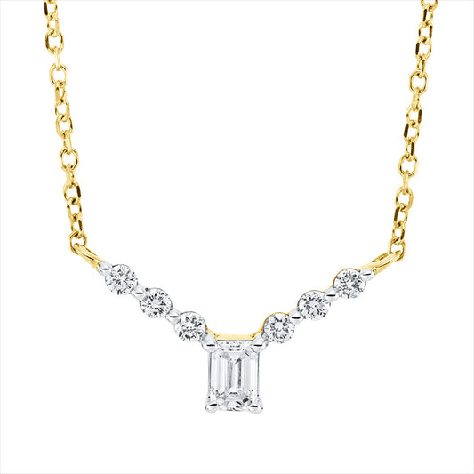 Collier 18 kt GG, Fassung rhodiniert, 1 Sm.schliff 0,14 ct, TW-si, 6 Brill. 0,09 ct, TW-si