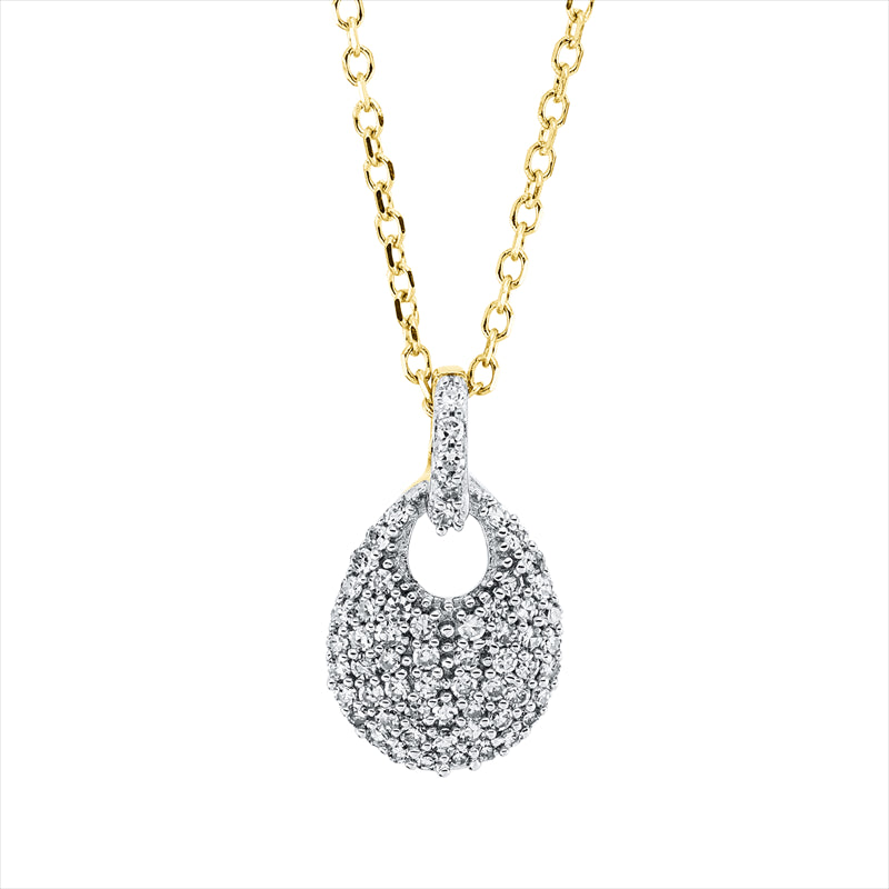 Collier 18 kt GG, mit ZÖ 42 cm, 61 Brill. 0,15 ct, TW-si