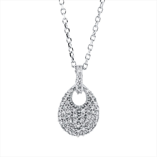 Collier 18 kt WG, mit ZÖ 42 cm, 61 Brill. 0,15 ct, TW-si