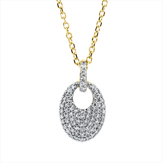 Collier 18 kt GG, Fassung rhodiniert, 69 Brill. 0,14 ct, TW-si