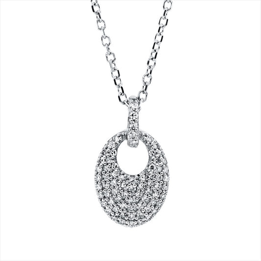 Collier 18 kt WG, mit ZÖ 42 cm, 69 Brill. 0,13 ct, TW-si