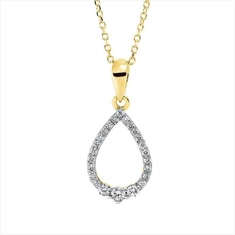 Collier 14 kt GG, Fassung rhodiniert, 3 Brill. 0,09 ct, TW-si, 21 Brill. 0,12 ct, TW-si