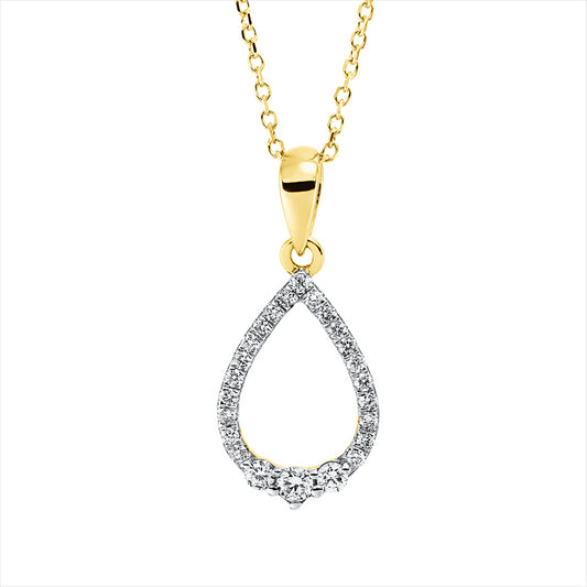 Collier 14 kt GG, Fassung rhodiniert, 3 Brill. 0,09 ct, TW-si, 21 Brill. 0,12 ct, TW-si