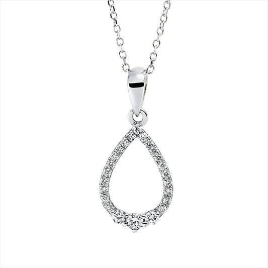 Collier 14 kt WG, mit ZÖ 42 cm, 3 Brill. 0,09 ct, TW-si, 21 Brill. 0,12 ct, TW-si