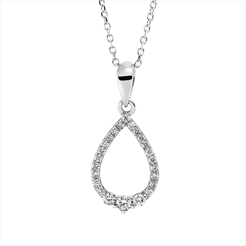 Collier 18 kt WG, mit ZÖ 42 cm, 3 Brill. 0,09 ct, TW-si, 21 Brill. 0,12 ct, TW-si