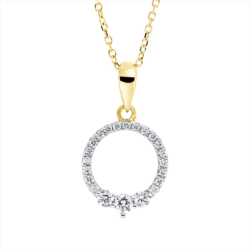 Collier 18 kt GG, Fassung rhodiniert, ZÖ 42 cm, 3 Brill. 0,12 ct, TW-si, 19 Brill. 0,09 ct, TW-si