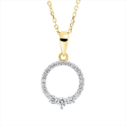 Collier 18 kt GG, Fassung rhodiniert, ZÖ 42 cm, 3 Brill. 0,12 ct, TW-si, 19 Brill. 0,09 ct, TW-si